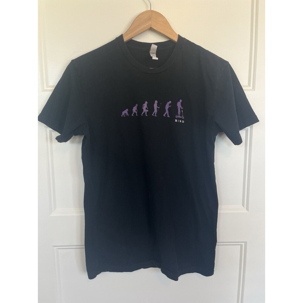 Bird Rides Scooter Evolution Graphic T-Shirt Black Men's Size M/L